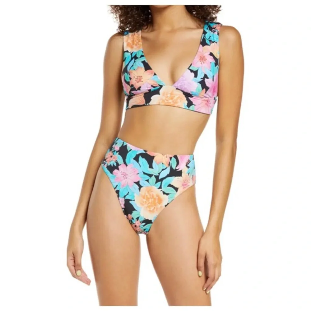 NEW Billabong Reversible Tropic Time High Rise Bikini Full Set